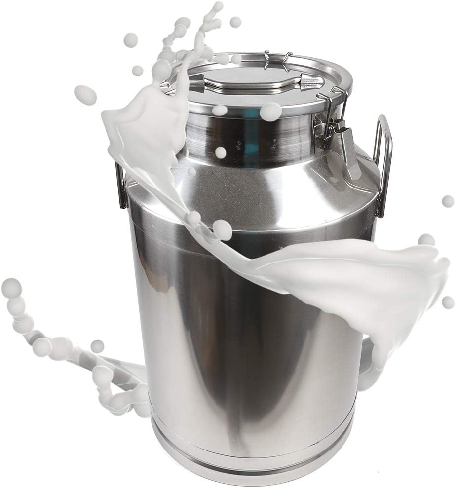 1 mm Thickened Stainless Steel Milk Can Large Liquid Container Storage,Stainless Steel Milk Bucket With Sealing Lid and Carry Handle,for Wine, Oil Storage Transport (60L/15.9 Gal)