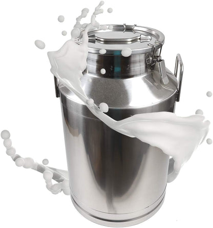 1 mm Thickened Stainless Steel Milk Can Large Liquid Container Storage,Stainless Steel Milk Bucket With Sealing Lid and Carry Handle,for Wine, Oil Storage Transport (60L/15.9 Gal)