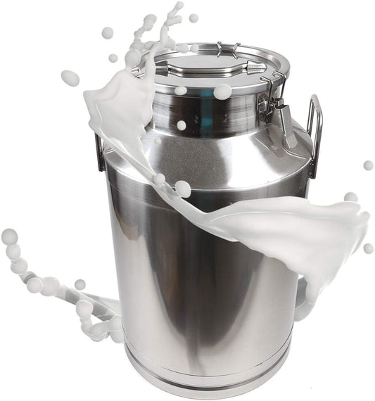 1 mm Thickened Stainless Steel Milk Can Large Liquid Container Storage,Stainless Steel Milk Bucket With Sealing Lid and Carry Handle,for Wine, Oil Storage Transport (60L/15.9 Gal)