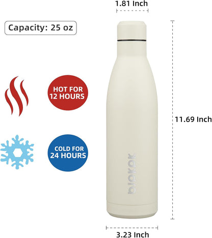 BJPKPK 25oz Insulated Water Bottle Double Wall Vacuum Insulated Stainless Steel Water Bottles for Spots Keep Cold and Hot,Beige
