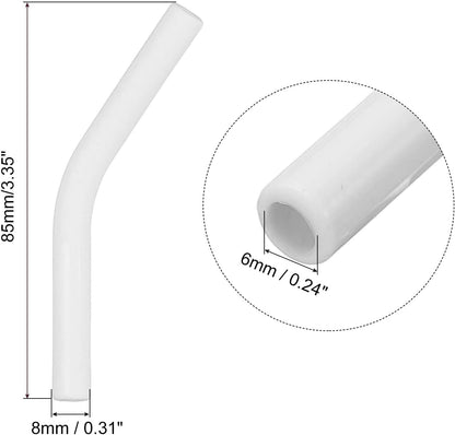 uxcell 4Pcs Silicone Straw Tips, Silicone Straw Elbows Tip, Soft Reusable Metal Straw Covers Fit for 6mm/0.24" OD Stainless Steel Straws, White
