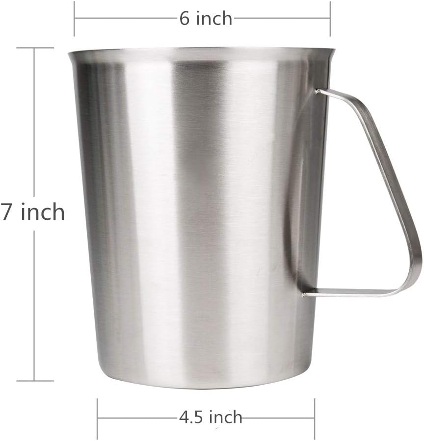 Measuring Cup, Stainless Steel Measuring Cups (64OZ/2 Liter- 8 Cup), Heavy-Duty Frothing Pitcher, Milk Frothing Pitcher Milk Frother Cup with Marking with Handle for Espresso Machines, Latte Art