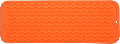 Silicone Dish Drying Mat for Multiple Usage,Easy clean,Eco-friendly,Heat-resistant Silicone Mat for Kitchen Counter,Sink,Bar,Bottle,or Cup Orange M 17 inches x 6 inches