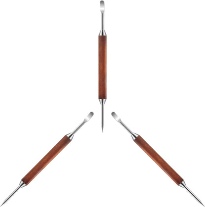 3 Pack Latte Art Pen Set Stainless Steel Latte Art Tools Coffee Drawing Tool with Wood Handle Double Ended Barista Accessories for Espresso Designs, Home and Cafe Use