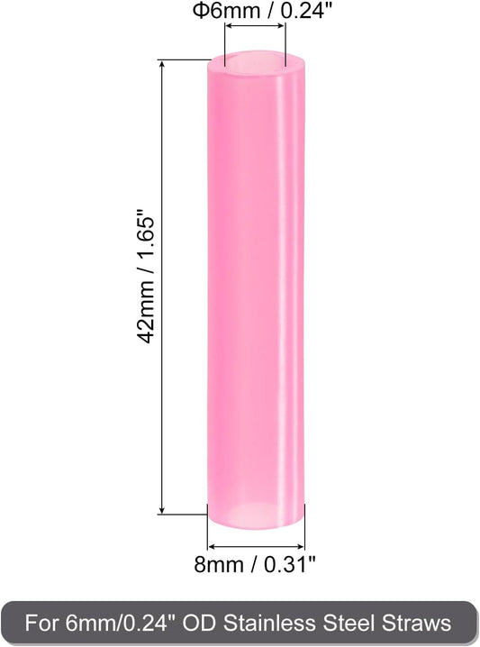 uxcell 20Pcs Silicone Straw Tips, Metal Straw Covers, Soft Reusable Straws Tips Fit for 6mm/0.24" OD Stainless Steel Straws (Pink)