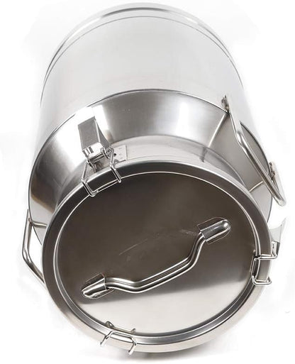 0.04 inch Thickened Stainless Steel Milk Can Large Liquid Container Storage,Stainless Steel Milk Bucket With Sealing Lid and Carry Handle,for Wine, Oil Storage Transport (30L/8 Gal)