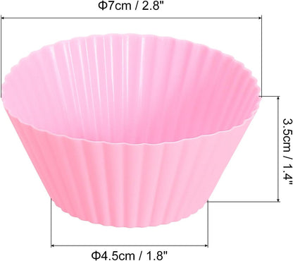 uxcell 18Pcs Silicone Cupcake Liners, Non-Stick Baking Cups, for Cooking Eggs, Baking Muffins and Make a Cake(Pink)