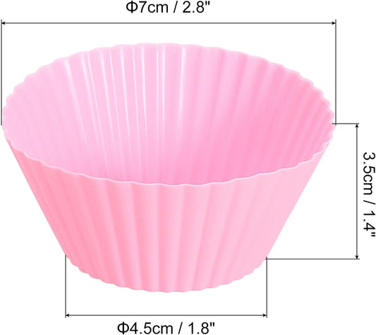 uxcell 42Pcs Silicone Cupcake Liners, Non-Stick Baking Cups, for Cooking Eggs, Baking Muffins and Make a Cake(Pink)