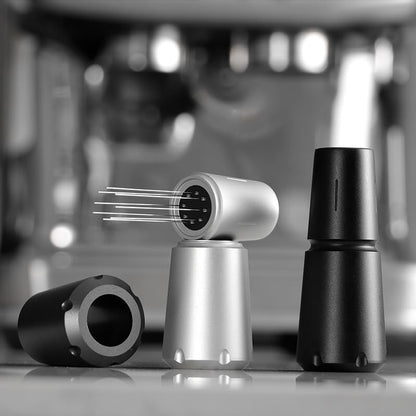 Modern Coffee WDT Espresso Distribution Tool, Geometric Design, Manual Adjustable, Black