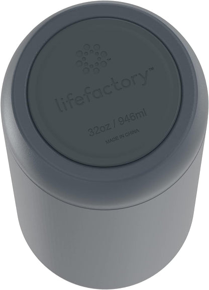 Lifefactory 32-Ounce Stainless Steel Vacuum-Insulated Sport Bottle, Carbon