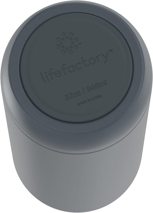 Lifefactory 32-Ounce Stainless Steel Vacuum-Insulated Sport Bottle, Carbon