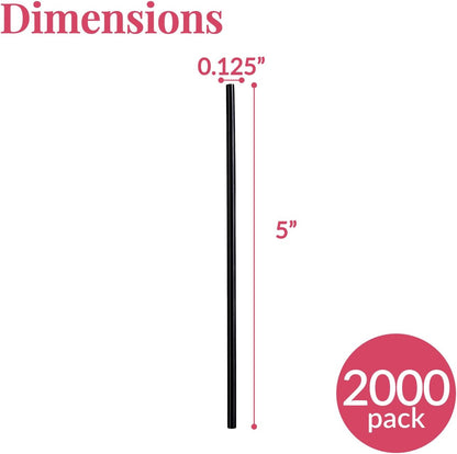 Prestee Plastic Coffee Stirrers, 2000ct, 5" - Plastic Straws, Drinks and Coffee Stir Sticks, Cocktail Swizzle Sticks, Disposable Stir Stick, Drinking Straws for Cocktails (Black)