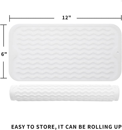 Silicone Dish Drying Mat for Multiple Usage,Easy clean,Eco-friendly,Heat-resistant Silicone Mat for Kitchen Counter or Sink,Refrigerator or Drawer Liner Translucent S 12 inches x 6 inches