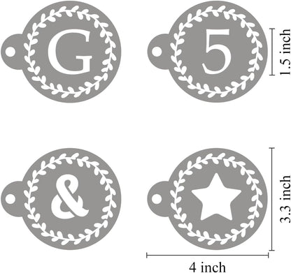 Letter Stencils for Coffee Cookie Decorating - 42 Pack Alphabet Letter and Number Stencil Templates for Cakes Cookies Airbrush, Reusable Stencils for Wood Crafts Painting & Coffee Cookie Baking