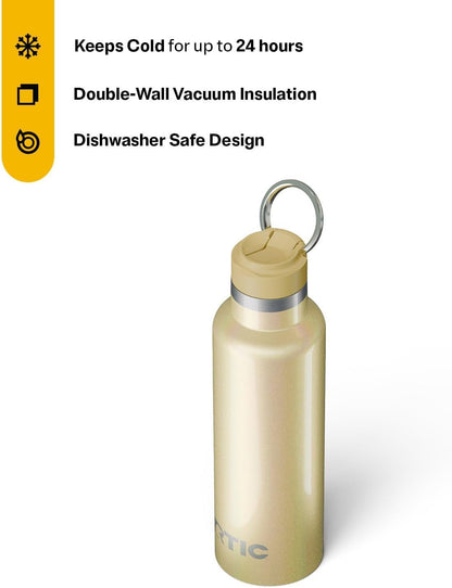 RTIC 20oz Journey Bottle Metal Stainless Steel Vacuum Insulated, BPA Free, Reusable, for Water, Hot and Cold Drinks, Travel, Sports, Camping, Sunlight Glitter