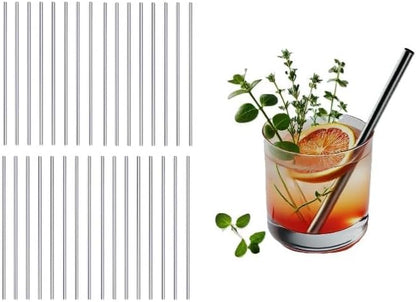 Stainless Steel Short Straws 5 1/2 Inches - 32 pcs - Reusable Drinking Straws - Good for Cocktail, Party, Juices, Ice Coffee