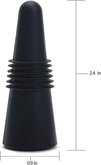 OHMAXHO Wine Stoppers (Set of 5), Silicone Wine Bottle stopper and Beverage Bottle Stoppers, Black