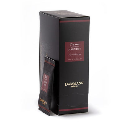 Dammann Freres Sachets, Jardin Bleu Tea Bags, Premium Gourmet French Black Tea, Blend Strawberry, Rhubarb Flavors, Individually Wrapped, 24 Count (Single Pack)