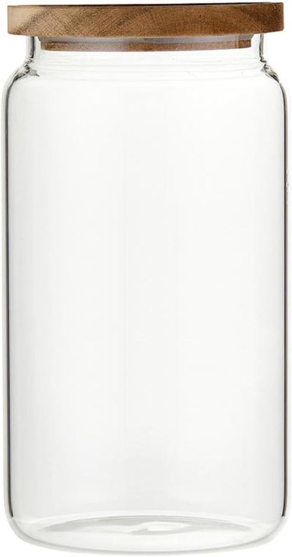 Santa Barbara Design Studio Coffee Bar Gifts Glass Coffee Canister with Wood Lid, 84-Ounce, Clear