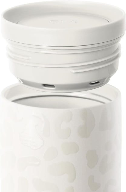 Simple Modern Travel Coffee Mug Tumbler with 360° Lid | Ceramic-Lined Insulated Stainless Steel Cold Brew Iced Coffee Cup Thermos | Gifts for Women Her Him | Voyager Signature | 16oz | Cream Leopard