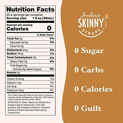 Jordan's Skinny Syrups, Hazelnut Coffee Syrup, Sugar Free, 25.4 Ounces (Pack of 2), Zero Calorie Drink Flavoring & Mixes