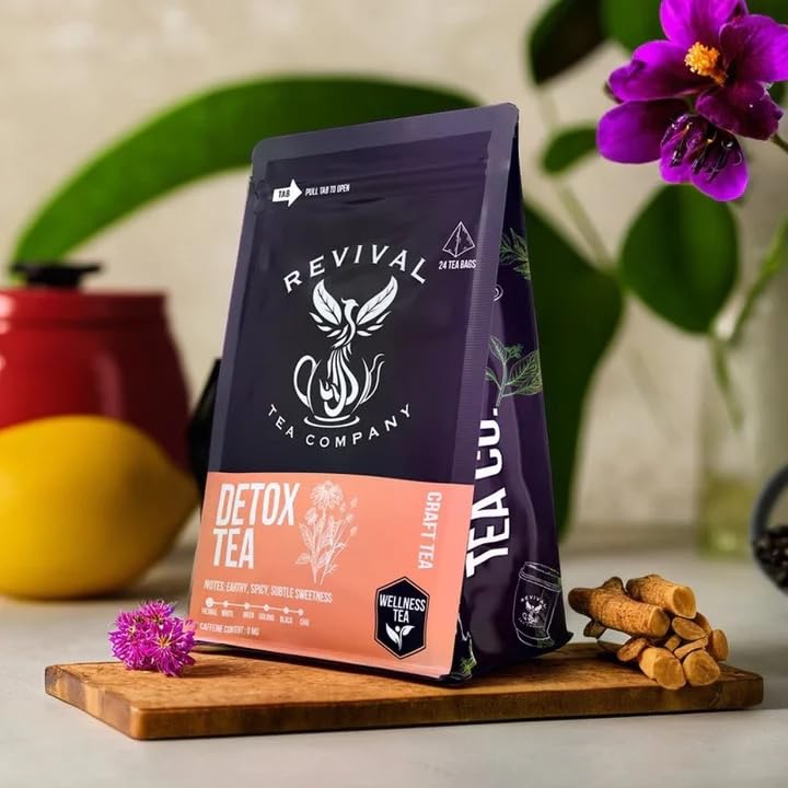 Revival Tea Company Herbal Tea - Hand Blended Craft Bold Flavor | Loose Leaf or Tea Bags | Organic and Caffeine Free (Tea Bags, Detox Tea)