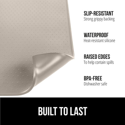 GORILLA GRIP Silicone Coffee Mat, 15x23, Espresso Drink Bar Station Accessories, Waterproof Heat-Resistant Dish Drying Mats, Stay in Place on Kitchen Counter, Home Kitchen Decor Essentials, Almond