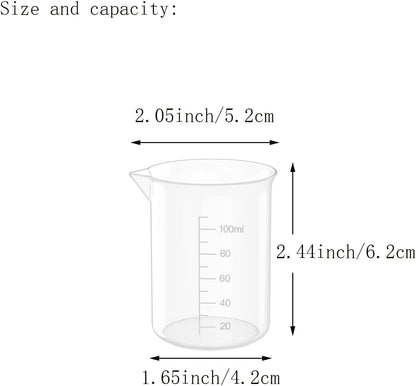 10 Oz Transparent Lab Measuring Cup, 300ml Plastic Beaker Cups, for Science Experiment, Liquid Measuring, 12 Pcs