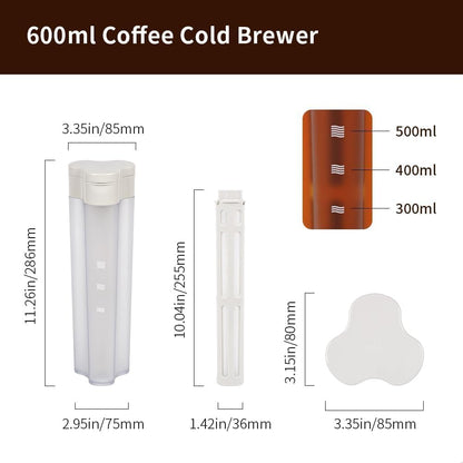 watchget 600ml/20oz Portable Cold Brew Coffee Maker with 300-Mesh Fine Filter & Airtight Seal, Leak-Proof Geometric Petal Design for Home Use, Iced Tea and Coffee Brewer Space Saving Pitcher