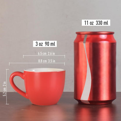 homEdge Mini Procelain Espresso Cup, 3 Ounces / 90 ml Tiny Coffee Mugs Demitasse for Espresso, Tea- Red