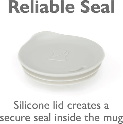 Reusable Coffee Cup Silicone Lid – Fits Most Tumbler, Water Bottle, & Ceramic Coffee Mug Between 3⅜”-3⅝” – Dishwasher-Safe Travel Mug Lid keeps your beverage in your mug (Large - Stone)