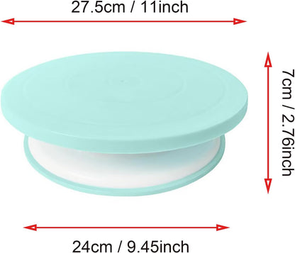 Cake Decorating Turntable 11 Inch Cake Turntable Anti-Slip Rotating Cake Stand for Decorating(1pcs Green)