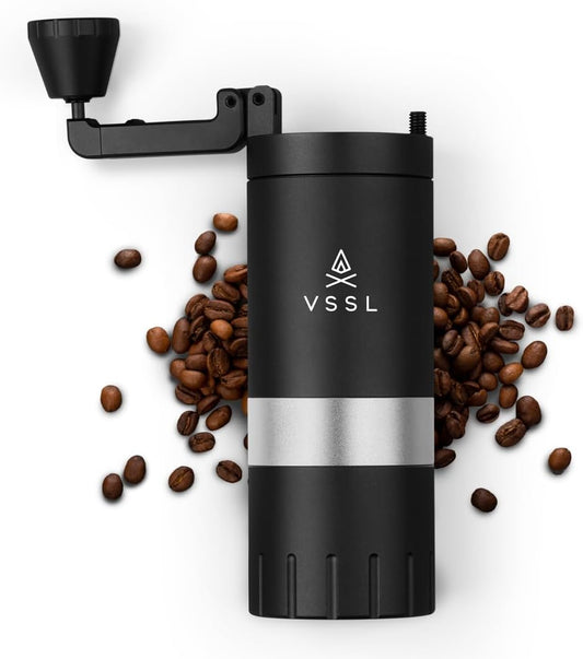 Java G45 Manual Coffee Grinder | Coffee for Camping | Bean Grinder | Travel Pour Over | Stainless Steel Conical Burr | ~ 45 Gram Capacity | Extendable Grind Handle | 50 Grind Settings | Black