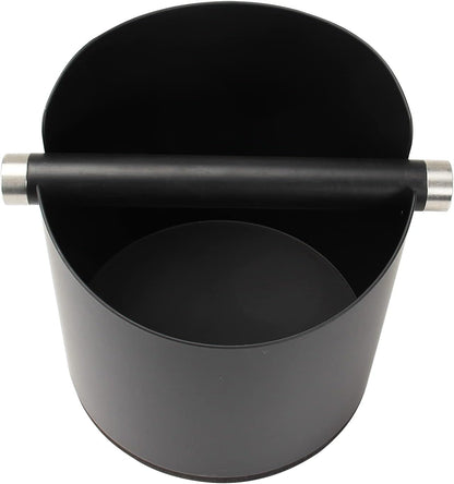 Large Size Coffee Knock Box, Espresso Knock Box Stainless Steel Espresso Machine Accessories with Removable Knock Bar and Non-Slip Base Coffee Grounds Container Bin (Black)