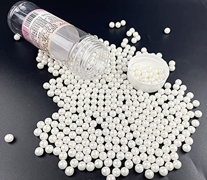 Sprinkles Pearl Sugar 7mm Candy 120g/ 4.2oz Baking Edible Cake Decorations Cupcake Toppers Cookie Decorating Ice Cream Toppings Celebrations Shaker Jar Wedding Shower Party Christmas Supplies White