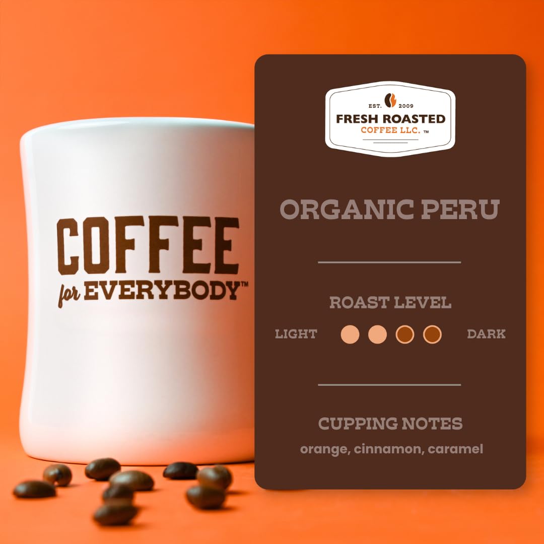 Fresh Roasted Coffee, Organic Peru | Mold & Myco 3rd Party Tested, USDA Organic, Kosher | Med Roast 24 Pods for K Cup Brewers
