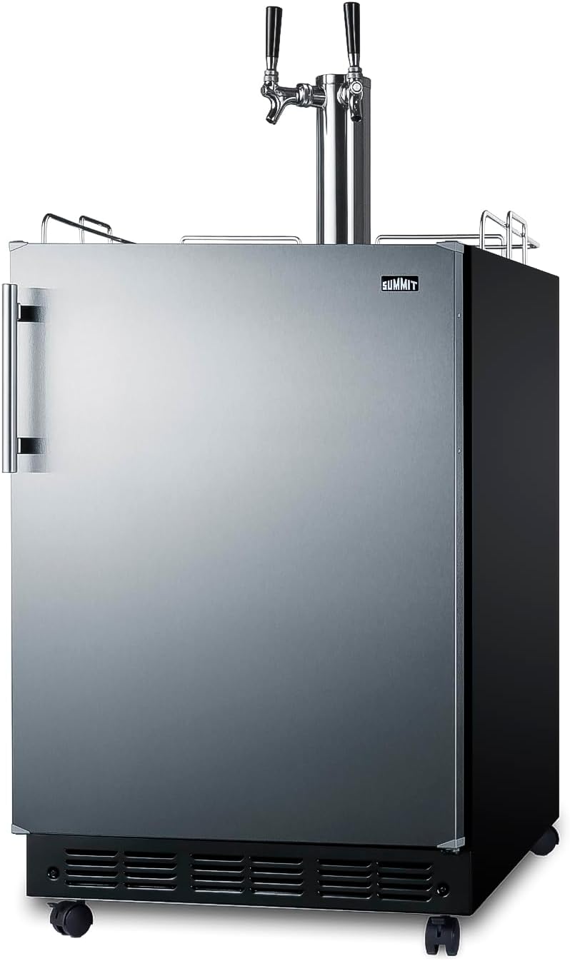 Summit Appliance 24" Wide Wine Kegerator/Refrigerator Combo, Black Interior, Caster Wheels, Residential/Commercial Use (RHD, Wine)