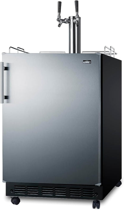 Summit Appliance 24" Wide Wine Kegerator/Refrigerator Combo, Black Interior, Caster Wheels, Residential/Commercial Use (RHD, Wine)