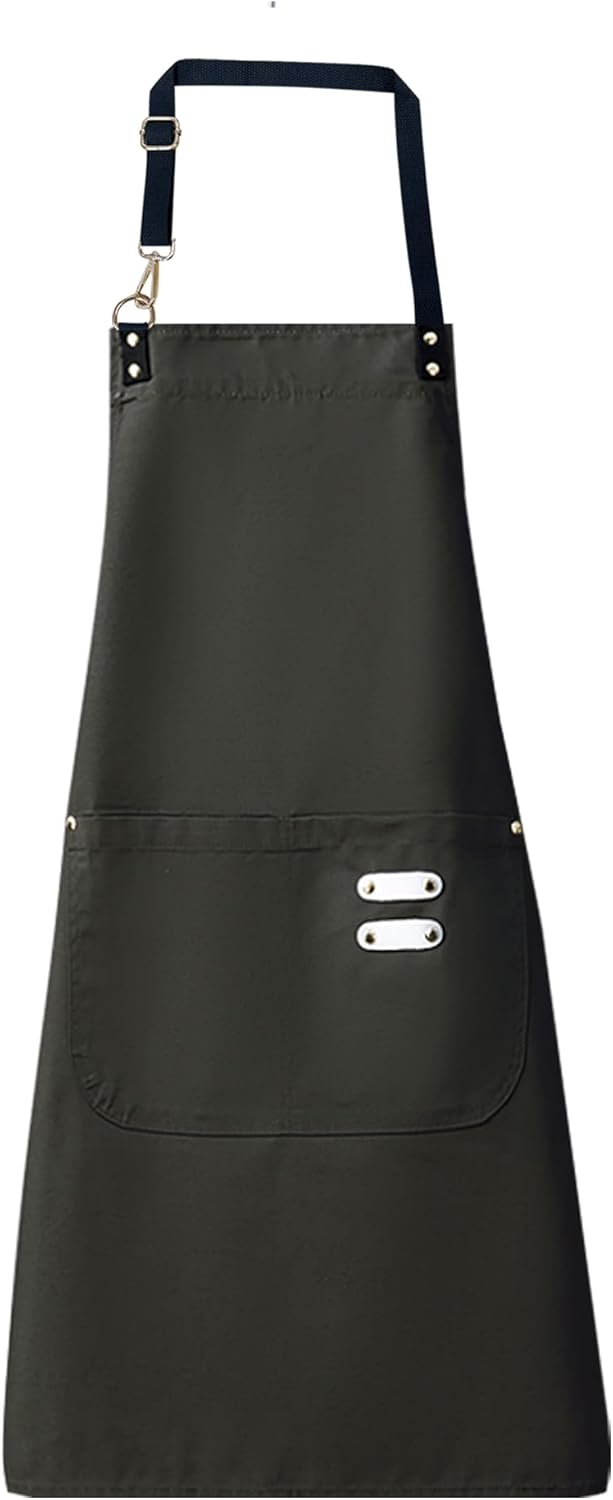 Lisianthus 2 Pack Adjustable Bib Aprons for Women with Pockets, Men's Kitchen Cooking Apron