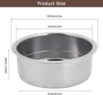 Watris Veiyi Stainless Steel Coffee Filter, Double Cup Coffee 51mm Pressurized Porous Filter, Double Layer Portafilter Basket, Coffee Machine Replacement Accessories