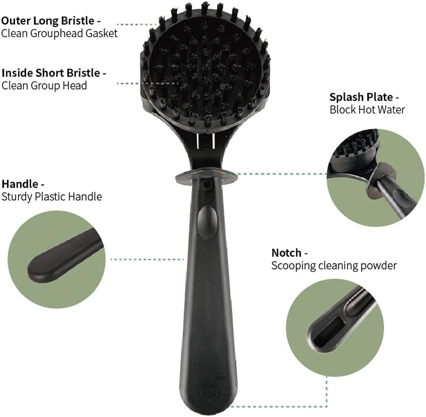 Espresso Coffee Machine Cleaning Brush Espresso Group Head Brush Detachable Nylon Bristles Espresso Machine Cleaning Bristle for 58mm Grouphead