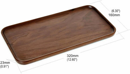 Rustic Walnut Wooden Tray Solid Wood Serving Tray Square Rectangle Platter Tea Tray Coffee Table Tray (Rectangle Small (12x6x0.9 inch))