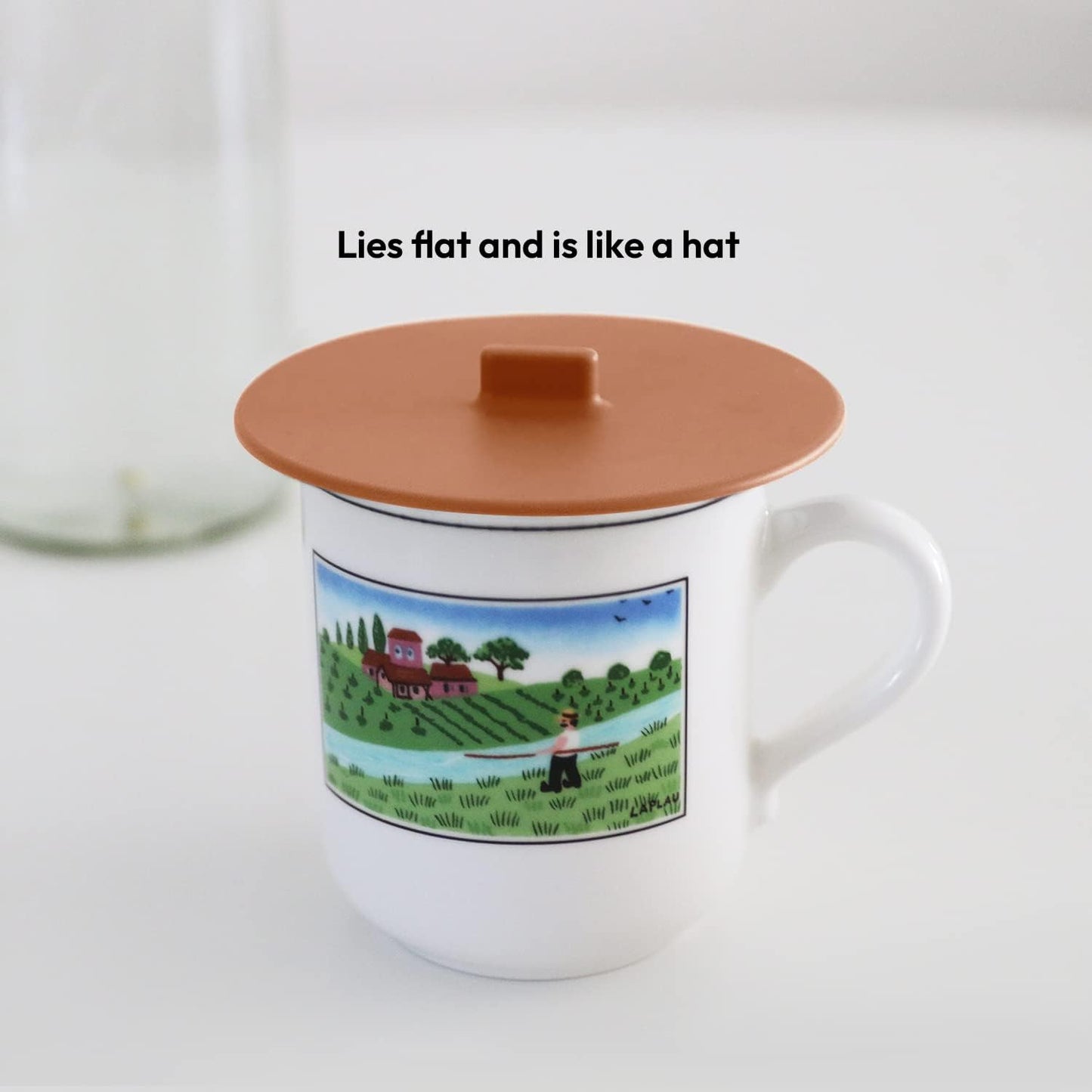 Carrotez Silicone Cup Covers for Drinks, 3.9 Inch Reusable Silicone Mug and Cup Lids for Steeping Coffee and Tea, Set of 2 - Cinnamon