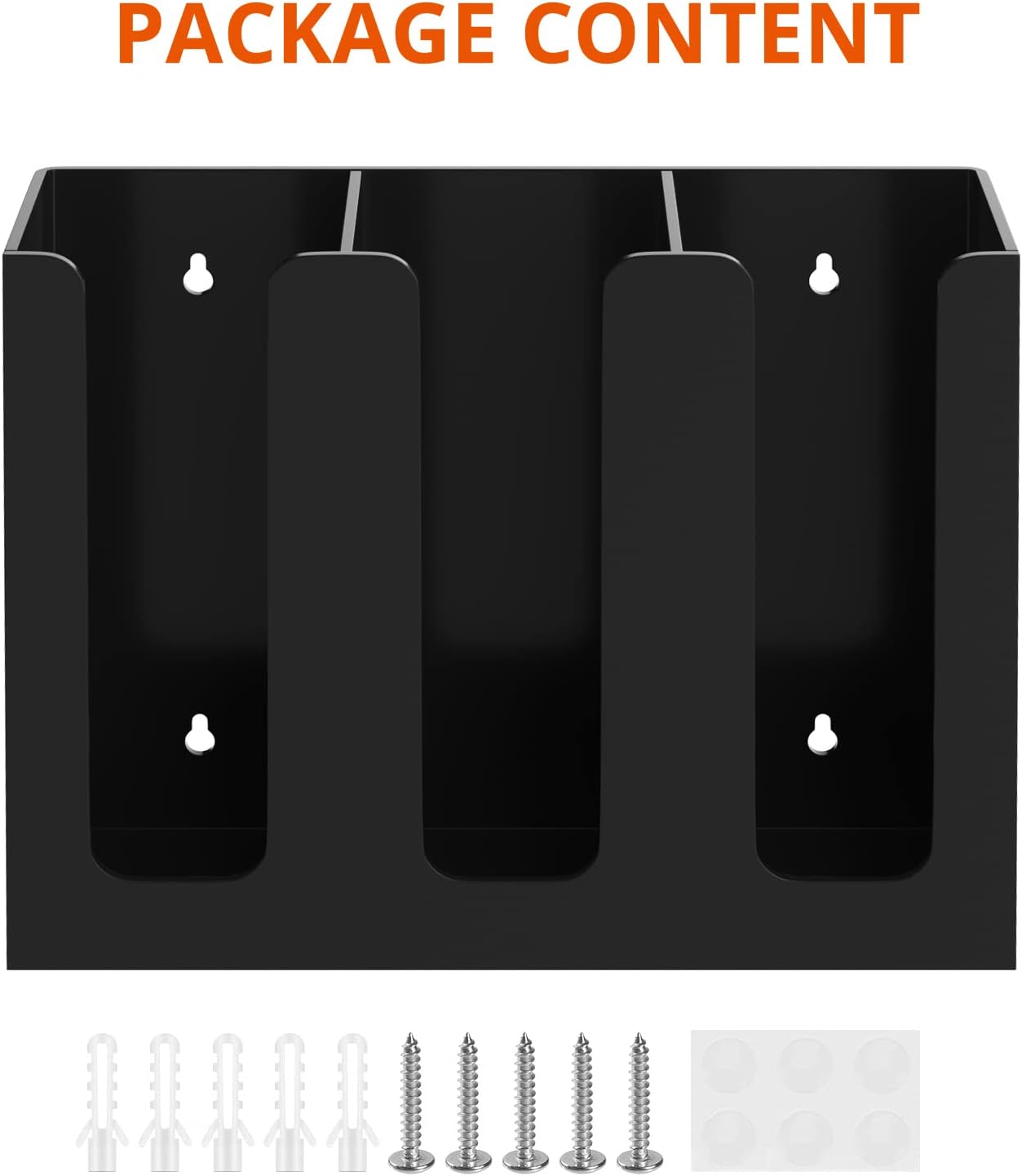 Richboom Acrylic Coffee Cup and Lid Storage Organizer Holder, 3 Compartments, Black