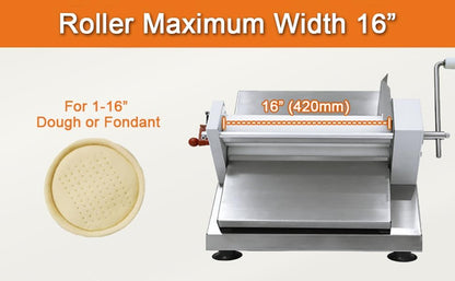 Manual Fondant Dough Sheeter, 16 inch Pastry Dough Roller, Croissant Baking Presser