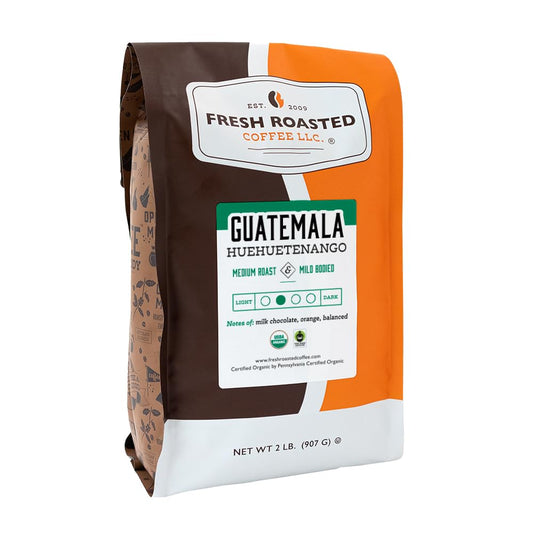 Fresh Roasted Coffee, Organic Guatemala | Single Origin, USDA Organic, Mold & Myco 3rd Party Tested, Kosher | Medium Roast 2 lb (32 oz) Ground