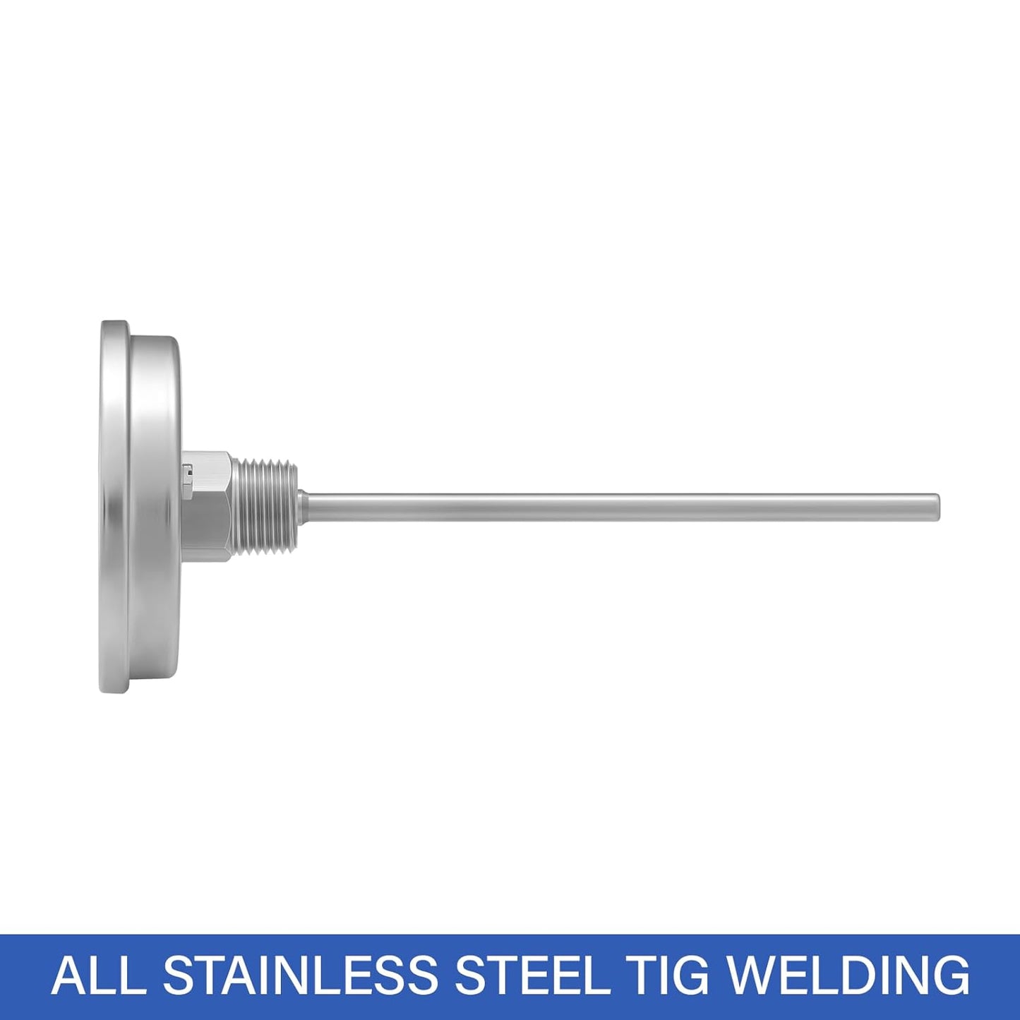 MEASUREMAN Homebrew Bi-Metal Thermometer, 3" Dial, 6" Lead-Free Brass Stem, Range 32-140 deg F/0-60 deg C, 2% Accuracy, Adjustable, 1/2" NPT Back Mount