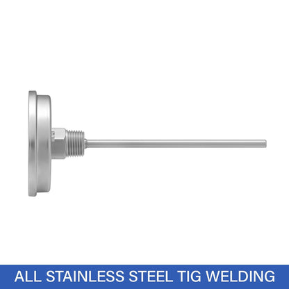 MEASUREMAN Homebrew Bi-Metal Thermometer, 3" Dial, 6" Lead-Free Brass Stem, Range 32-140 deg F/0-60 deg C, 2% Accuracy, Adjustable, 1/2" NPT Back Mount