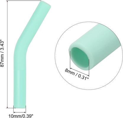 uxcell 6Pcs Silicone Straw Tips, Silicone Straw Elbows Tip, Soft Reusable Metal Straw Covers Fit for 8mm/0.31" OD Stainless Steel Straws, Mint Green