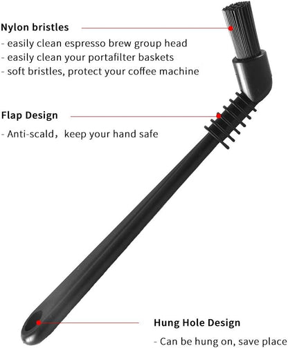 Espresso Machine Cleaning Brush Set - CAFEMASY 5 Pieces Coffee Cleaning Brush Natural Bristles Wooden Brush for Coffee Grinder and Nylon Brush for Espresso Machine Cleaning